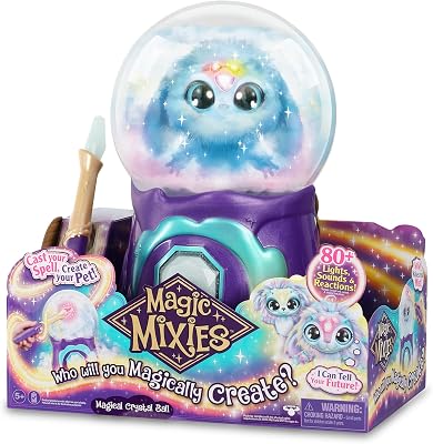 My Crystal Ball Blue, Juguete Interactivo de Magia, Bola de Cristal mágica con Luces, Efectos y Sonidos, y un muñeco de Peluche Suave para cuidar, con Accesorios, Famosa (MGX06000)