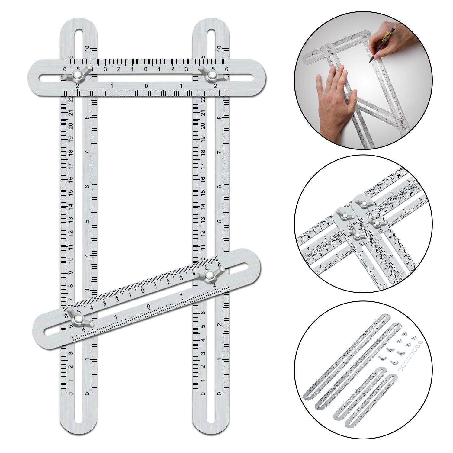 Angleizer Vorlage Werkzeug, WOWGO Werkzeug Lineal Edelstahl Messgerät für Handymen Bauherren Handwerker