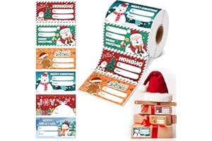 SENSROLA 500 PCS Christmas Gift Tags, Christmas Name Tags Stickers, Self-Adhesive Labels for Presents, Bags, Boxes, Wrapping Paper Christmas Decorations