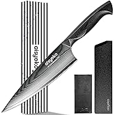 aisyoko Damascus Chef Knife 8 Inch Sharp Kitchen Knife Japan VG-10 Stainless Steel Carbon Ultra Sharp Kitchen Cooking Knife, Ergonomic G10 Handle Deluxe Gift Box