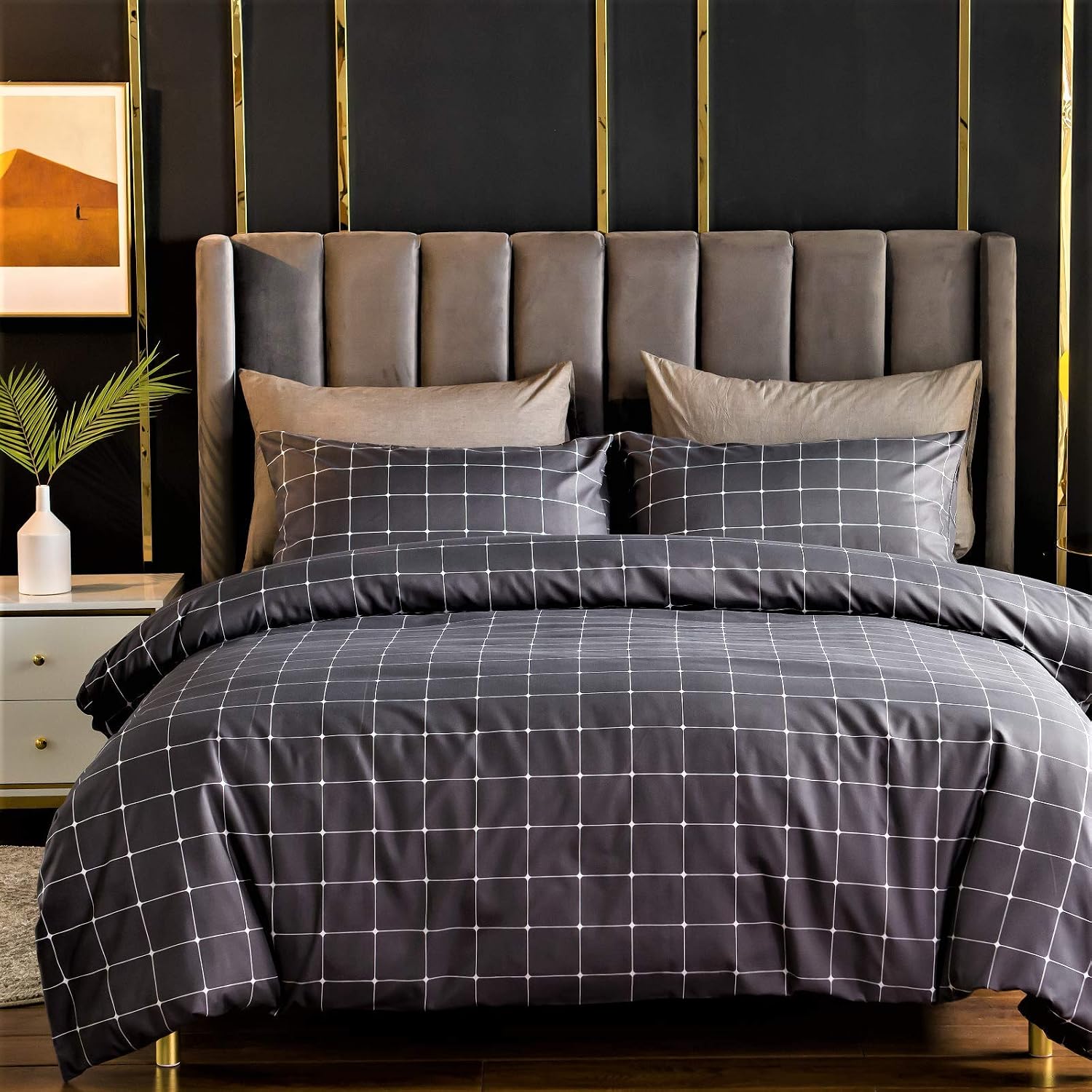 Lazzaro King Size Duvet Cover Sets Premium Microfiber Kingsize Duvet Cover Sets Ultrasoft Hypoallergenic Reversible Quilt Cover Bedding Set including Zipper Closure