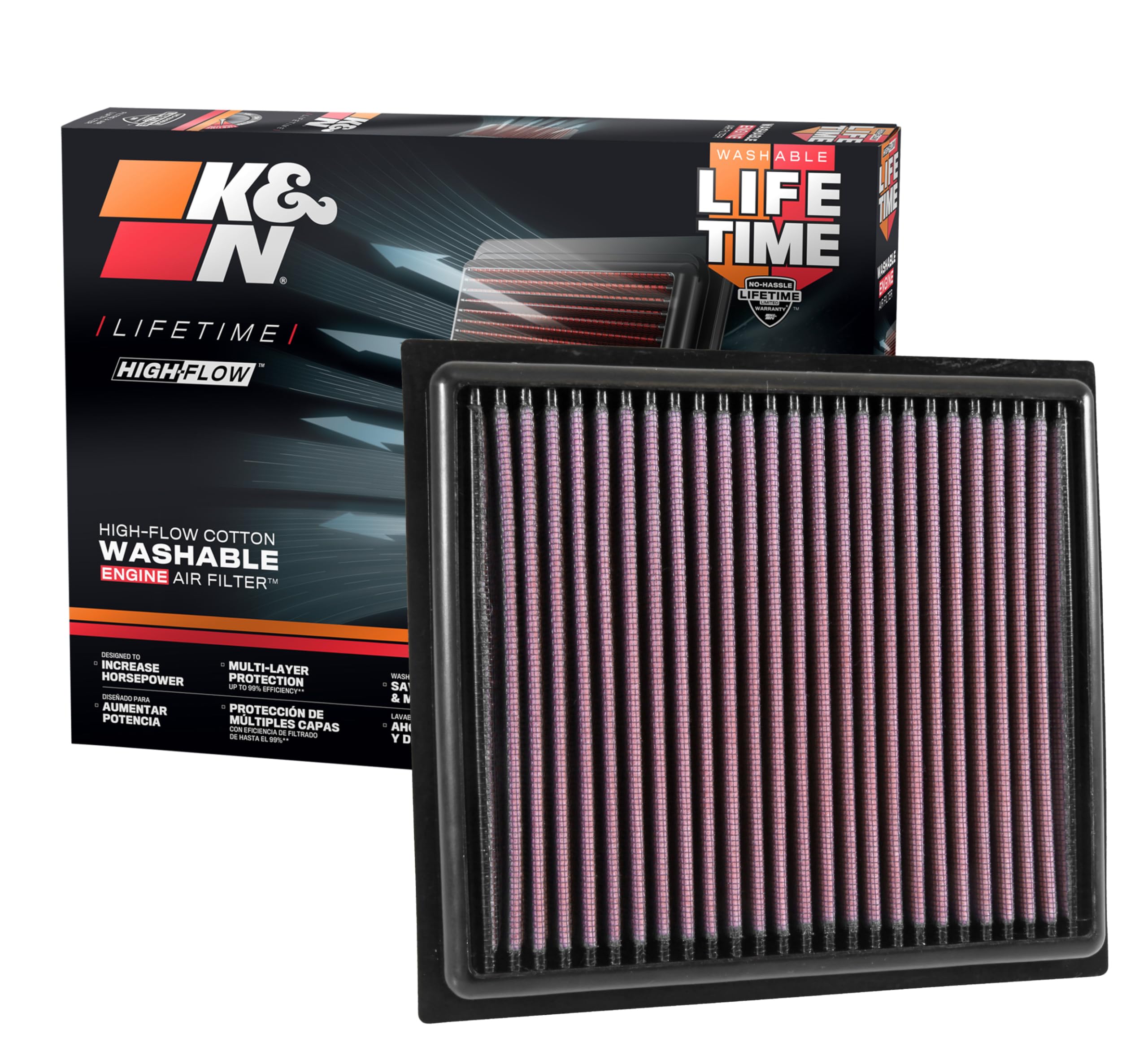 K&N Engine Air Filter: High Performance, Premium, Washable, Replacement Filter: Compatible with 2014-2019 Jeep/Fiat L4 1.4/1.6/2.4 L (Compass, Renegade, 500x) , 33-5034