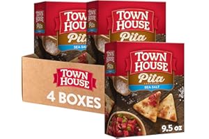 Town House Pita Crackers, Oven Baked, Lunch Snacks, Sea Salt (4 Boxes)