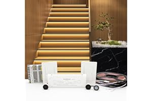KOMIGAN KMG-3233 Motion-Activated LED Stair Lighting Kit with Wall Switch, 40" Long Cuttable LED Strip Light for Indoor LED Stair Lights (Warm White 3000K, 16 Stairs)