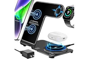Wireless Charging Station,Aluminum Alloy 3 in 1 Charger Fast Charging for iPhone 14/13/12/11/Pro/Max/XS/XR/X/8, iWatch8/7/6/5