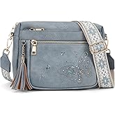 KITEVIUN Crossbody Bags for Women Trendy Leather Crossbody Purse Shoulder Handbags Butterfly Design