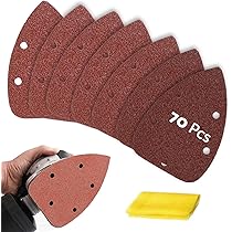Uxcell 70-Pack 6" Diamond Shape Sanding Discs, 240 Grit, Hook & Loop, 8 Holes For Random Orbital Sanders