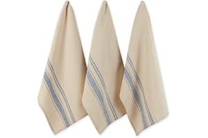 DII Cotton Oversized French Stripe Dish Towels, 20 x 30" Set of 3, Monogrammable Country Farmhouse Flour Sack Tea Towels-Naut