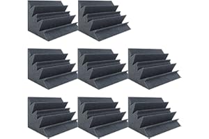 DEKIRU 8 Pack Acoustic Foam Bass Traps Corner Block 12" X 7" X 7", Studio Foam Sound Proof Foam Panles Noise Dampening Wall Soundproofing Padding, Ideal for Studio, Home or Theater