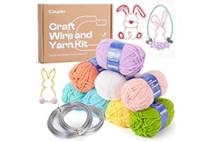 Caydo Aluminum Craft Wire and Acrylic Yarn Skeins Kit, i-Cord Knitting Kits for Beginner for DIY Handicraft Making, 8x25g Yar
