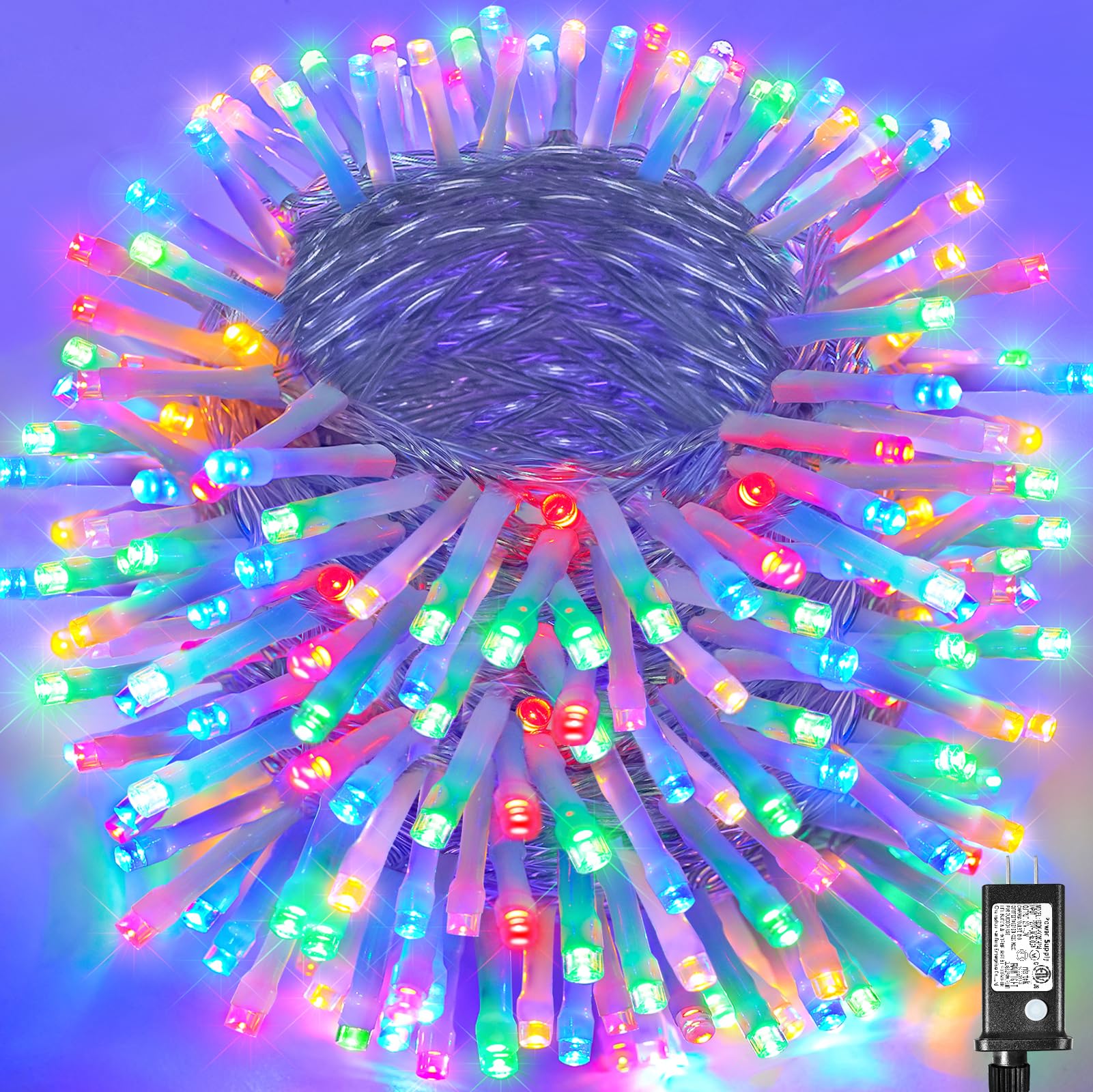 Photo 1 of 1000 LED String Lights Indoor Outdoor 328FT Christmas String Lights for Outside 8 Modes Clear Wire, Plug in Twinkle Fairy Lights for Bedroom Party Garden Christmas Tree Decorations, Multicolor