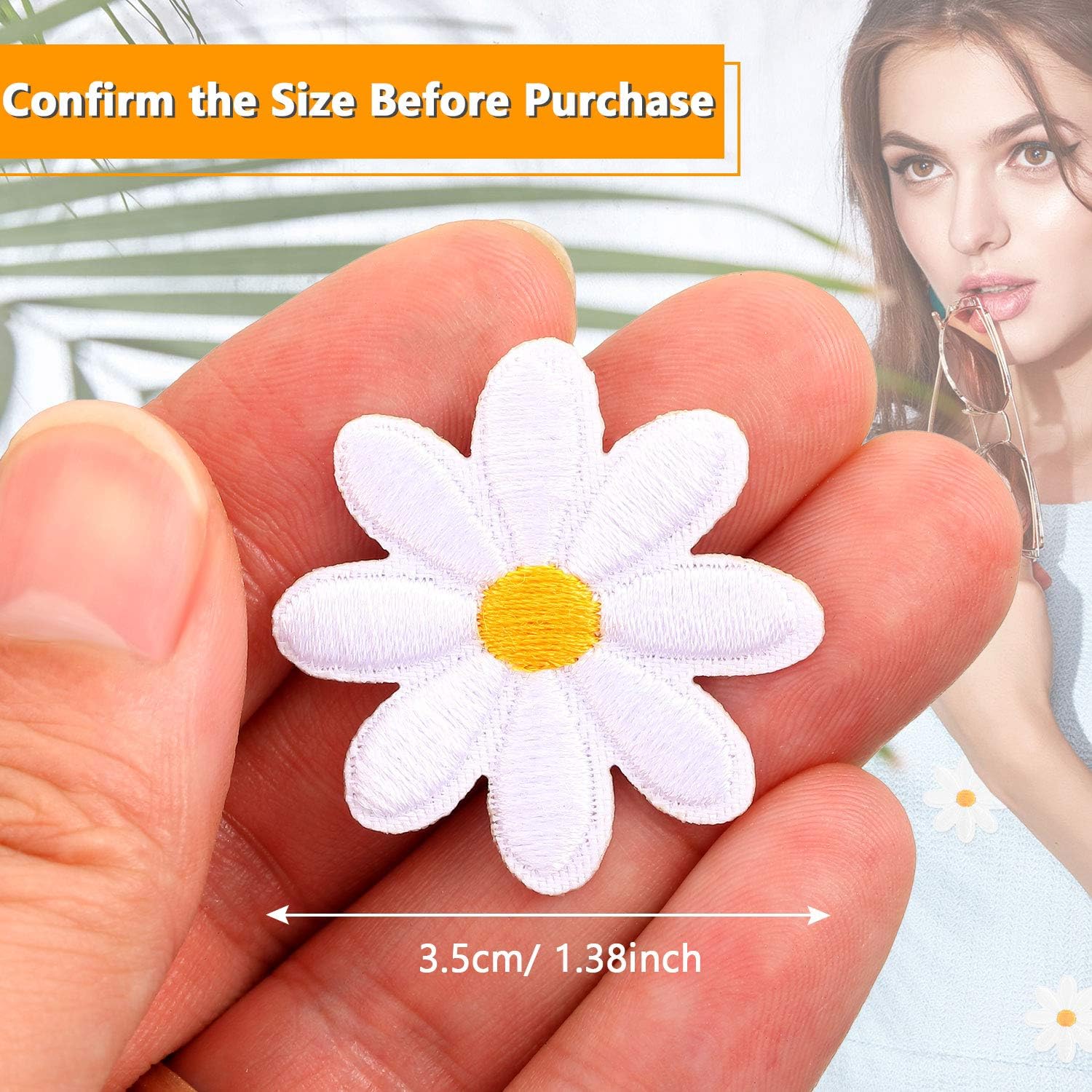 Daisy Flower Patch Clothing Iron On Patches Appliques Delicate Embroidered for DIY Decoration T-Shirt Backpack Hoodies Shoes Bags 1.38 Inch (20 Pieces) - Image 3