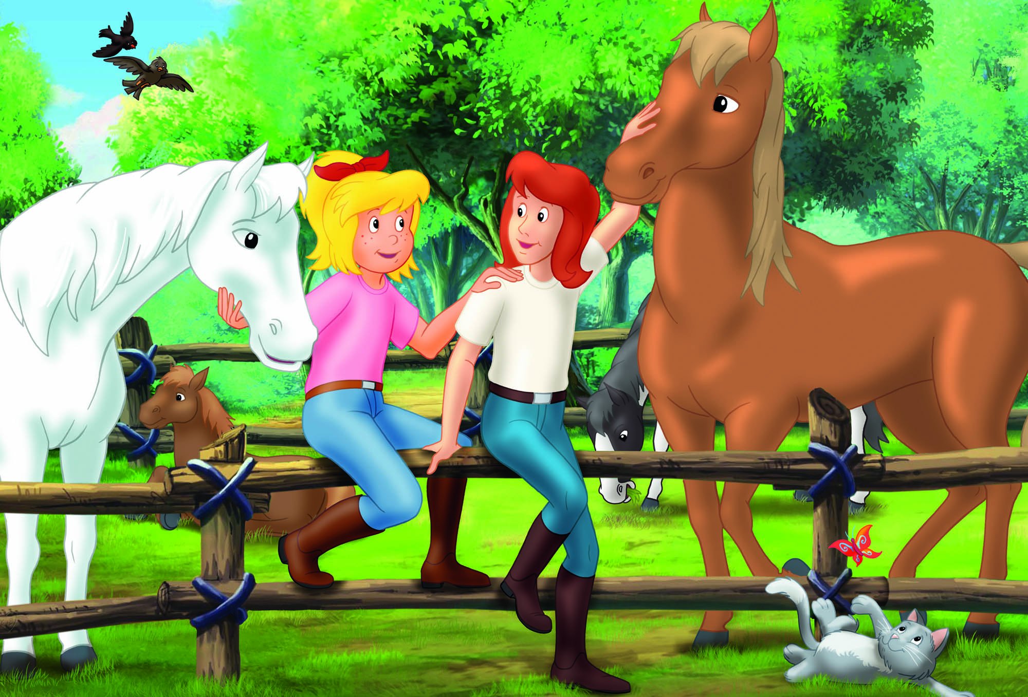Schmidt Spiele 56509 Bibi und Tina, 4 Kinderpuzzle im Metallkoffer, 2x100 und 2x150 Teile 2