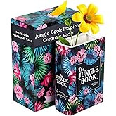 Bookish Bee - The Jungle Book Inspired Ceramic Book Vase for Flowers - Literary, Colorful & Durable Book Shaped Planter Decor for Book Lovers, Multi-Use Bookshelf Decor, Unique Gift for Home or Office