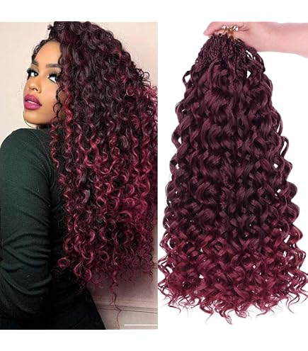 Amazon.com : Leeven Curly Crochet Hair 18 Inch 8 Packs Burgundy