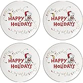 Lenox Snoopy Christmas 4-Piece Accent Plates, Appetizer Plate Set for 4 | porcelain, dishwasher safe, microwave safe | also great as a christmas dessert plate for salad or bread