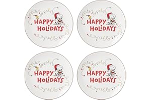 Lenox 896321 Snoopy Christmas Accent Plates, Set of 4, Holiday Dinnerware