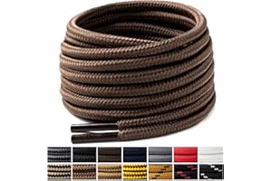 Handshop 2 Pairs Round Boots Shoe laces 4 mm Heavy Duty and Durable Hiking Work Boots Shoe Laces