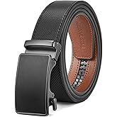BOSTANTEN Mens Belt Leather Ratchet Belt For Men Dress and Casual with Adjustable Buckle, Trim to Fit