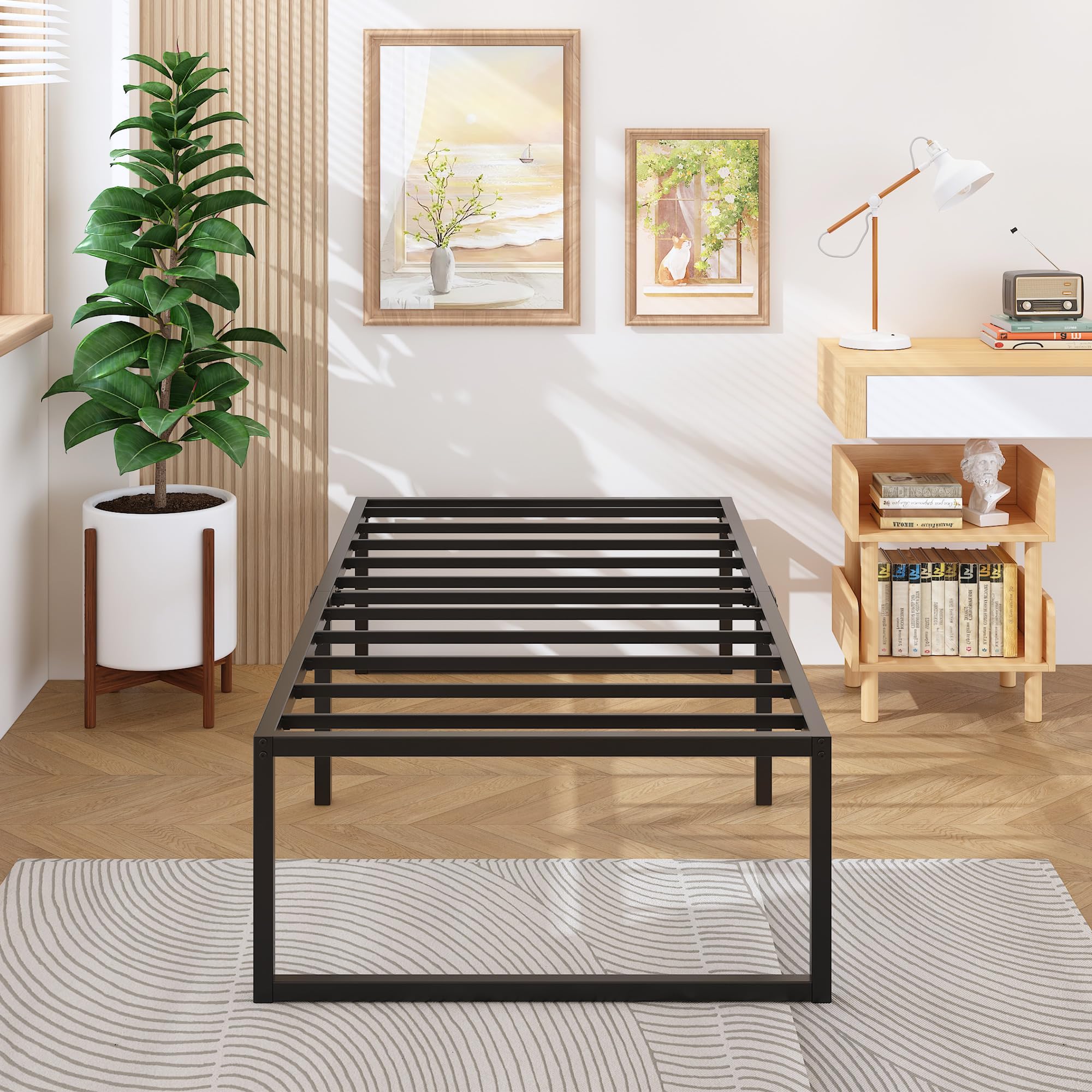 Photo 1 of ************missing parts***********Lutown-Teen 18 Inch Twin XL Bed Frames Heavy Duty Metal XL Twin Platform Bed Frame No Box Spring Needed, Noise Free, Easy Assembly, Black