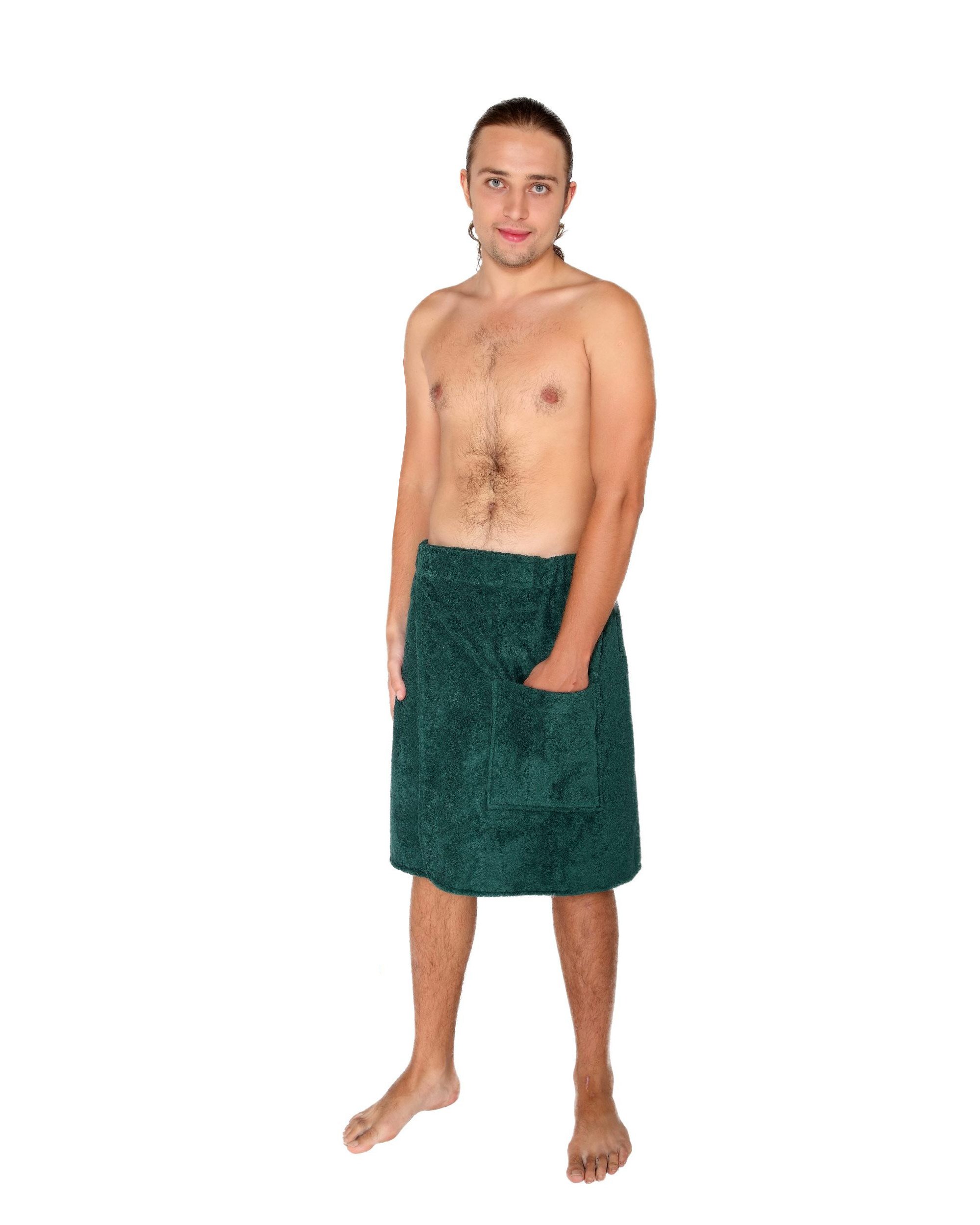 Arus Men's Towel Wrap, 100% Turkish Organic Terry Cotton, Hunter Green, P/S