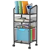 Huxitocan 4-Tier Rolling File Cart with Hanging