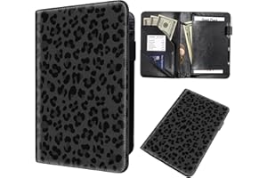 SDDFRHGH Server Books for Waitress,Waiter Book Server Organizer with Zipper Pocket,PU Leather Waitress & Waitstaff Book Wallet with Card Slot Guest Check Holder-Black leopard print