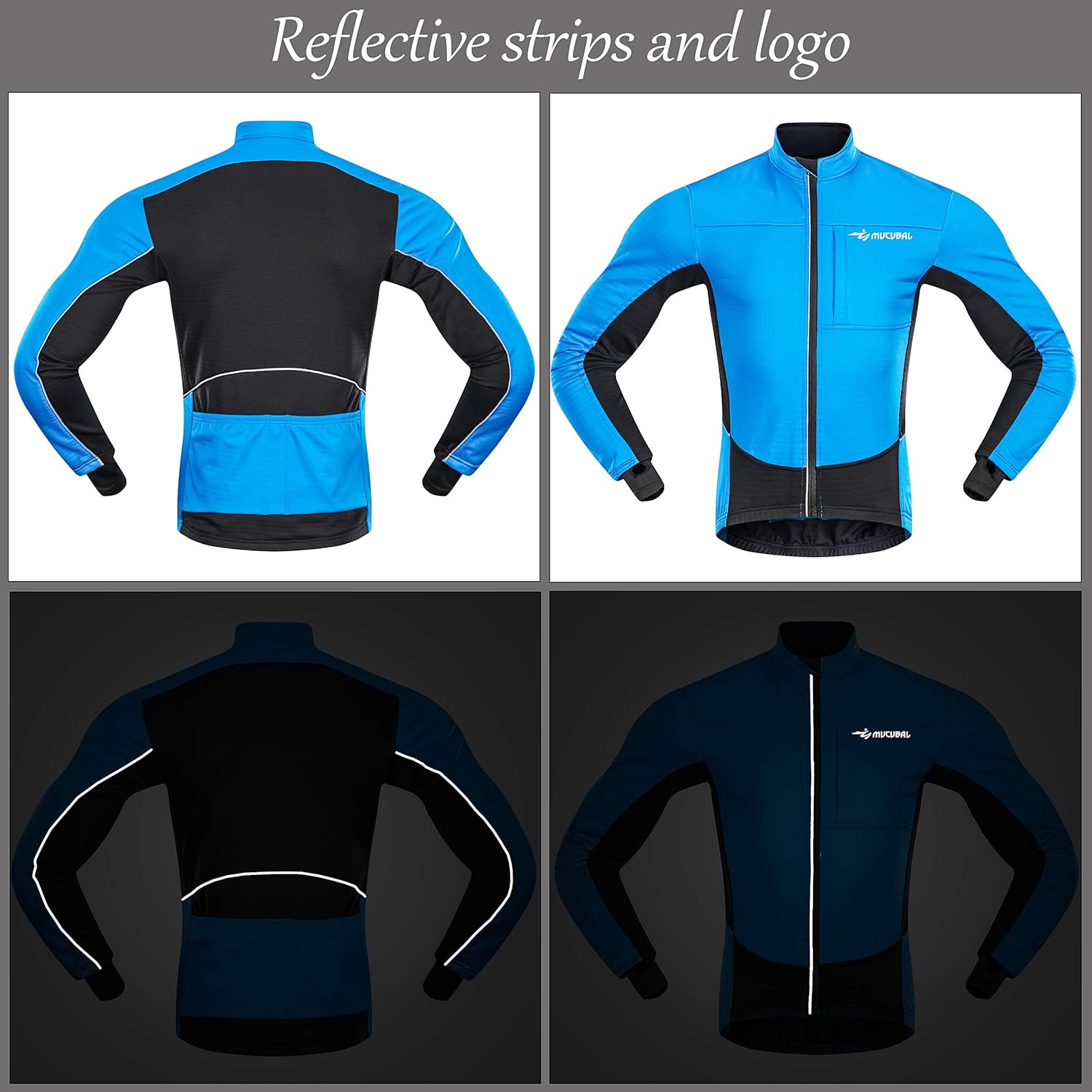 MUCUBAL Men's Cycling Jacket Windproof and Water-Resistant Coat Winter Thermal Breathable Bike Windbreaker: Clothing