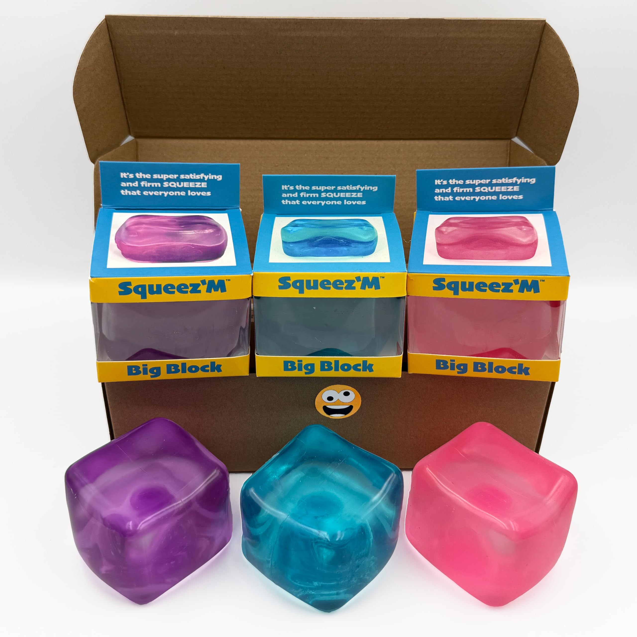 Original Big Block Premium Stress Cube 3 Pack, Squishy Fidget Toy, Adults