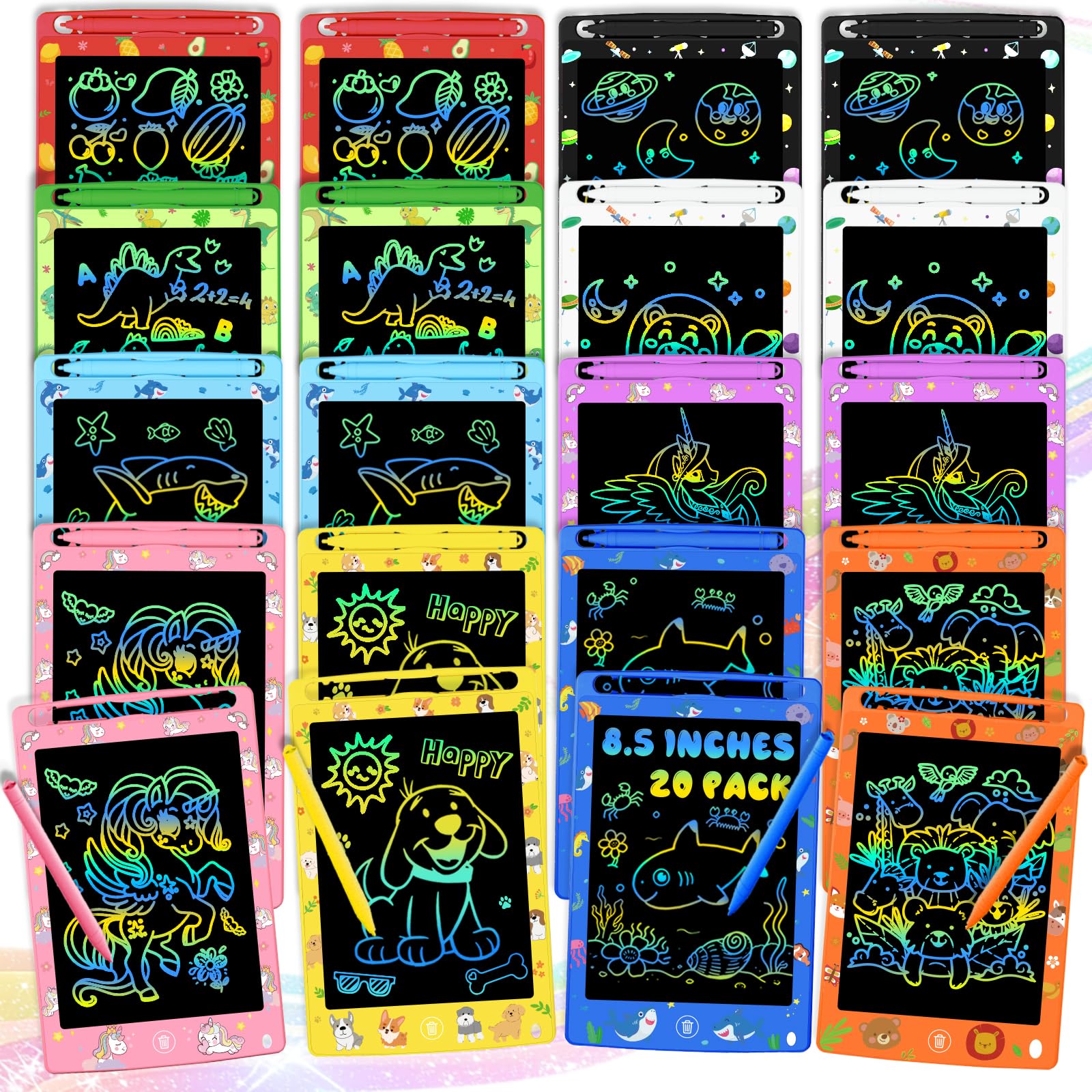 Photo 1 of 20 Pack LCD Writing Tablet for Kids, 8.5 Inch Colorful Doodle Board Drawing Pad, Educational Learning Travel Toys Birthday Gifts for Boys Girls Age 3 4 5 6 7 8