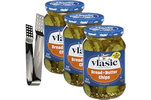 WESTLAKE ART Vlasic Kosher Bread And Butter Pickle Chips,Classic Flavor Kosher, Crisp & Fresh, Keto-Friendly Snack, Packaged In 16 Fl Oz Jar, Bundle With Silver Ss Tea Bag Squeezer [Pack Of 3]
