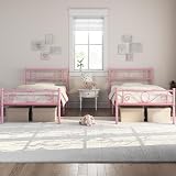 Yaheetech 3ft Single Metal Bed Frame Platform Bed Pink with Scroll Headboard view 3