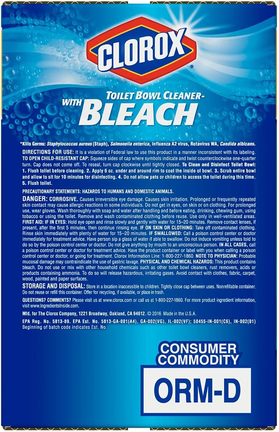 Clorox Toilet Bowl Cleaner with Bleach, 6 Count: Health & Personal Care