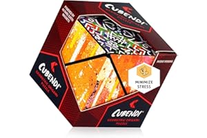 CUBENDI Geometric Origami Puzzle - Infinity Fidget Cube for Adults, Kids & Teens – Mesmerizing & Magnetic Shape Shifting Box w/ 48 Rare Earth Magnets - by Fun in Motion Toys (Scribble)