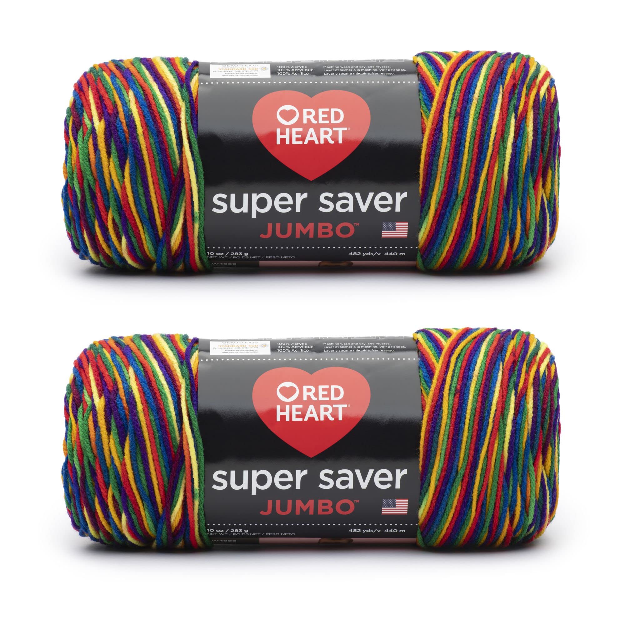 Red Heart Super Saver Jumbo Mexcana Yarn - 2 Pack of 10oz/283g - Acrylic - 4 Medium (Worsted) - 482 Yards - Knitting/Crochet, Mexicana