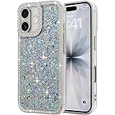 Lafunda for iPhone 17 Case Glitter, Luxury Shiny Bling Sparkly Phone Cover with Crystal Diamonds Rhinestone for Women Girls Soft TPU Slim Shockproof Protective Phone Case for iPhone 17 6.3", Sliver