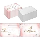 50 PCS Blank Gift Certificates for Business, 4 x 6 Inch Custom Gift Cards with Envelopes for Spa, Salon, Restaurants