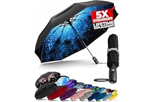 TUMELLA Unbreakable Windproof Travel Umbrella (Light, Beautiful & Superior), 2023 Ultra-Flex Tech, Compact, Small, Portable, 