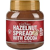 Eastanbul Cocoa Hazelnut Spread, Chocolate Hazelnut Spread, 11.6oz | No Palm Oil, Rich &amp; Creamy 35% Nuts, Gluten-Free, Low Sugar, All Natural Ingredients, No Additives