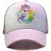 Waldeal Cute Unicorn Hat for Girls Adjustable Mesh Trucker Cap for Kids 3-10 Ages Pink
