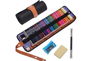 VIKAVAS 50 Colored Pencils Set with Roll Up Canvas Case for Adult Coloring Books, Drawing, Sketching, Pretty Gift for Adults&Kids