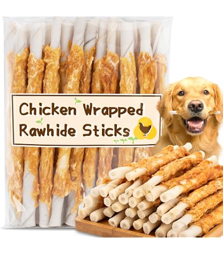 25-Pack Rawhide Stick Chews For Dogs - Natural Dental Health Treats, Low Fat & High Protein