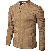H2H Mens Casual Slim Fit Pullover Sweaters Long Sleeve Cable Knitted Sweater with Button Closure