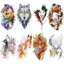 Amazon.com : Color Animal Temporary Tattoo For Women Half Sleeve ...