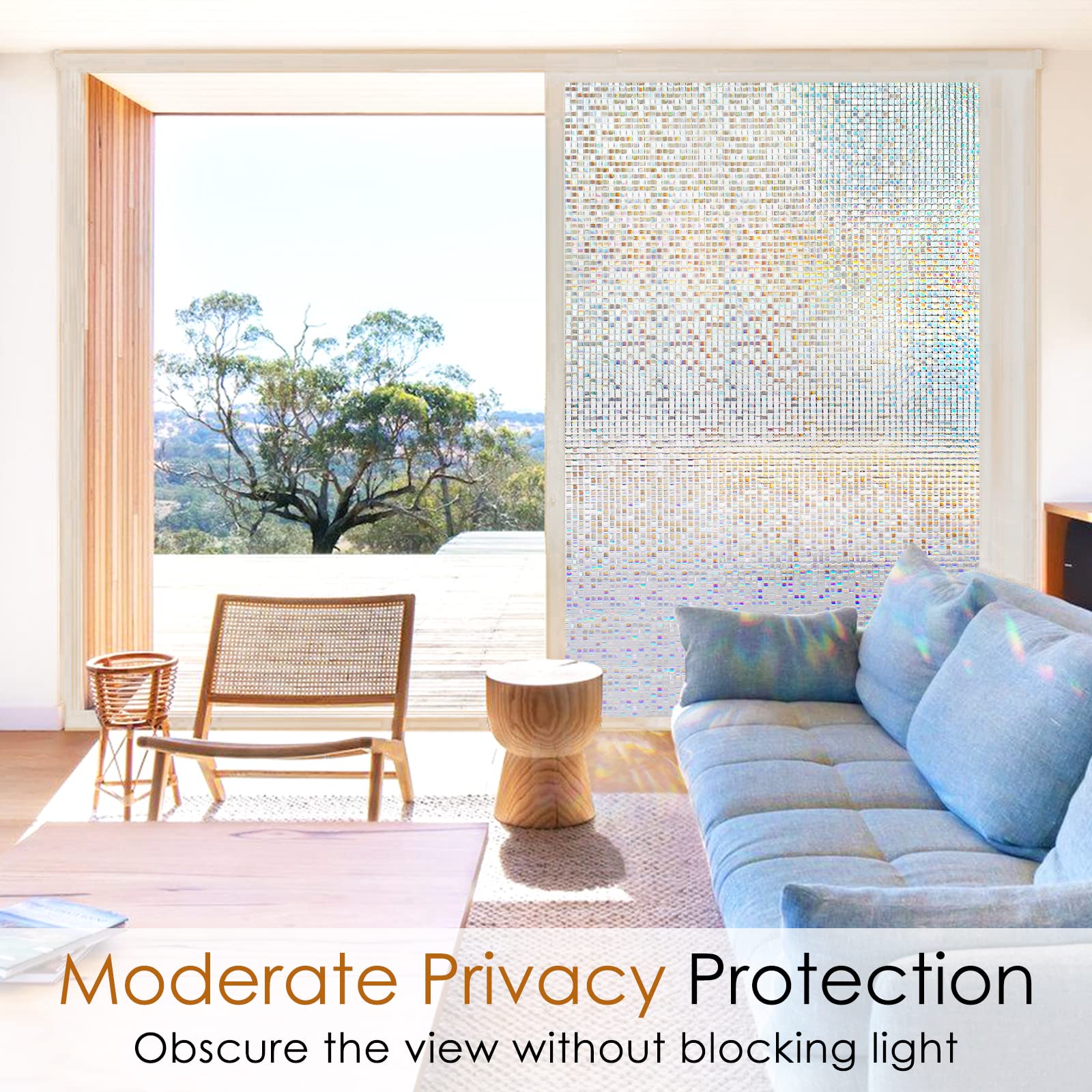 MAKINGTEC Window Privacy Film Stained Glass Window Film Mosaic Static