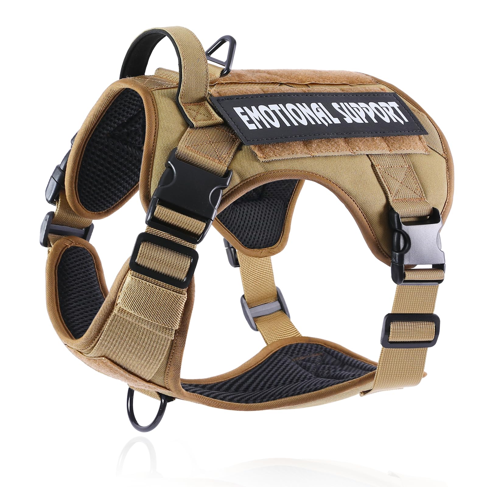 Belababy Tactical Anti Pull Dog Harness Small Medium Large, Adjustable Front Clip Service Dog Vest with Handle, Breathable Military Assistance Harness for Working Training, Wolf Brown, S — image 1