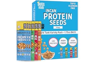 Brass Roots Organic Roasted Sacha Inchi Seeds - High Protein, High Fiber, Keto, Paleo, Allergen Free, Low Fodmap, Healthy Snack - Seen on Shark Tank - 6 pack 1.75oz Variety - 3 Lightly Salted, 1 Ranch, 1 Sweet Heat, and 1 Cinnamon Crunch