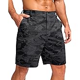 G Gradual Men's Casual Shorts 7"/ 9" Lightweight 4 Pockets Stretch Quick-Dry Summer Shorts for Golf Work Hiking Trips (7", Black Camo, XL)