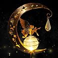 THESG-Solar Fairy Garden Light Decor Moon Fairy Stake Lights Crackle Glass Globe Color Angel Decor Outdoor Led Pathway Lights Waterproof Walkway Yard