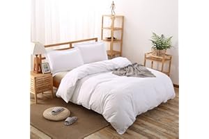 Colourful Snail 100-Percent Cotton Duvet Cover Set, Hidden Zipper Closure, Ultra Soft, Durable and Fade Resistant, Queen/Full, White (Comforter Not Included)